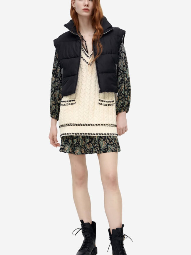 Quilted gilet with hood
